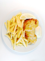 British Traditional fish and chips and  tartar sauce