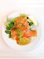 Fresh seafood salad with smoked salmon