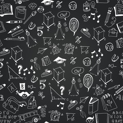 Chalkboard monochrome school icon pattern