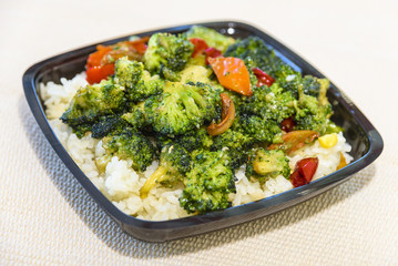 Chinese food, broccoli with rice