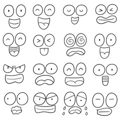 vector set of cartoon face