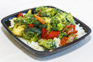 Chinese food, broccoli with rice
