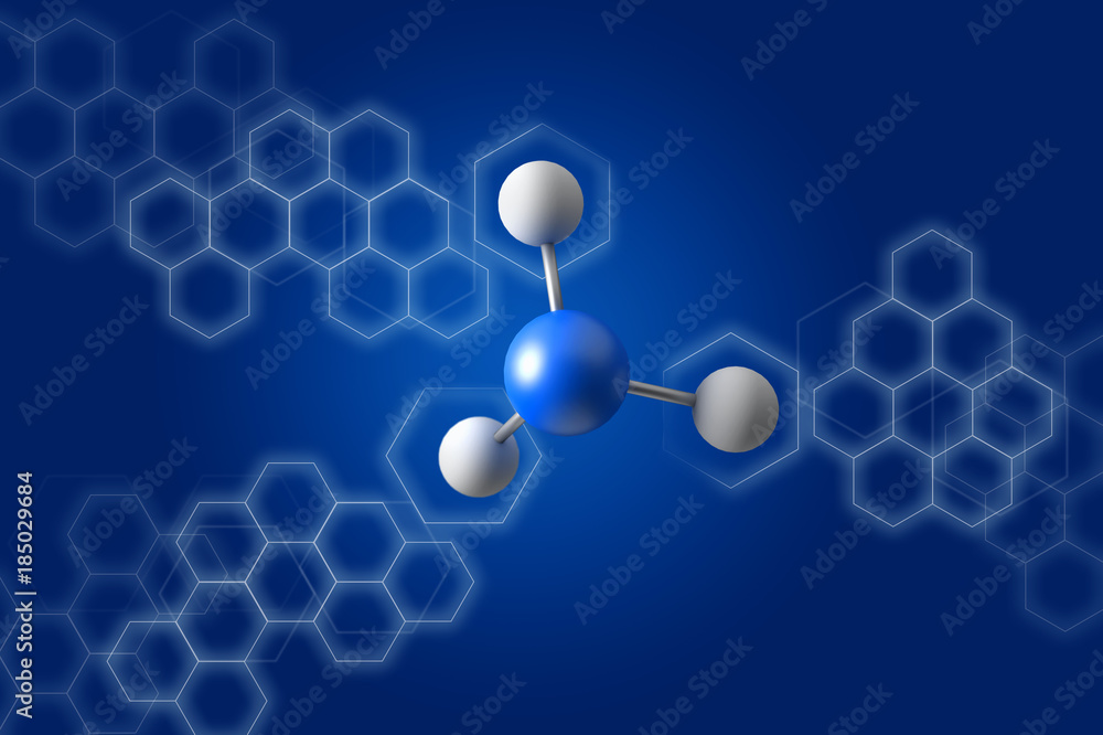 Poster 3d rendering molecule on a color background