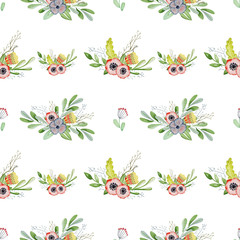 Watercolor floral seamless pattern Hand drawn background