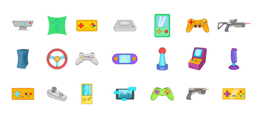 Video game icon set, cartoon style