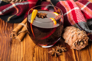 Hot drink mulled wine with spices