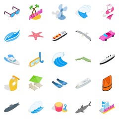 Strand icons set, isometric style