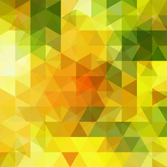 Background made of yellow, orange, green triangles. Square composition with geometric shapes. Eps 10