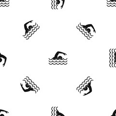Swimmer pattern seamless black