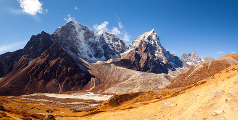 mountains in Himalayas, Nepal, on the hiking trail leading to the Everest base camp.