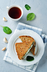 Ricotta spinach rye sandwich