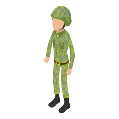 Soldier war icon, isometric 3d style