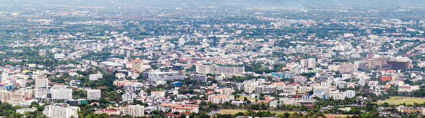 Fototapeta na wymiar The Aerial Panorama View of Chiang Mai City, Thailand
