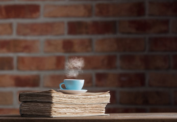 Cup of tea and old books
