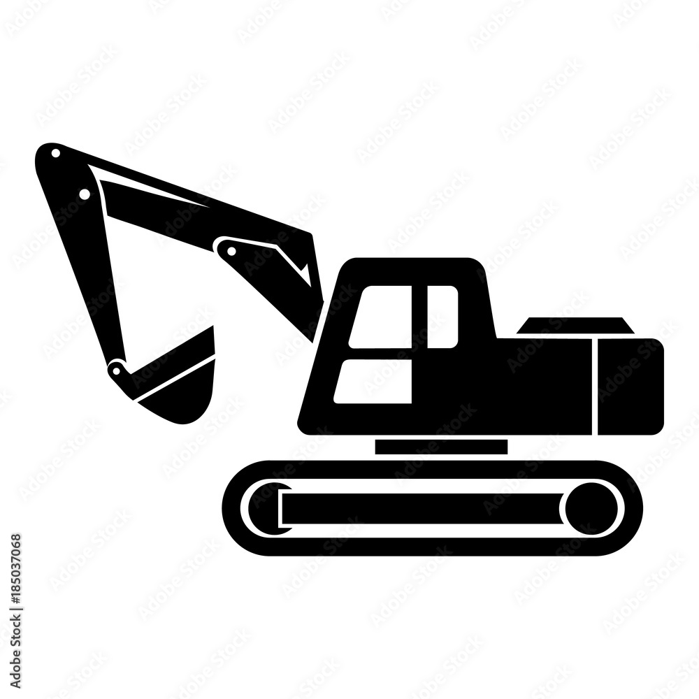 Poster digging machine icon, simple style