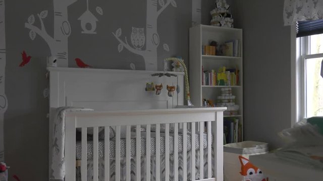 baby nursery forest themed slow entry zoom 4k