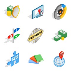 Banking protection icons set, isometric style