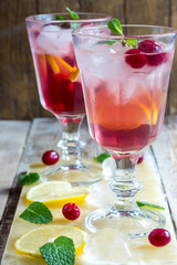 Cold winter cocktail with cranberry