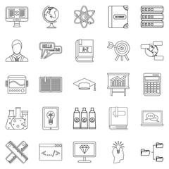 College icons set, outline style