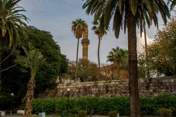 Gazi hassan pasha mosque view from the side in Kos city, Greece