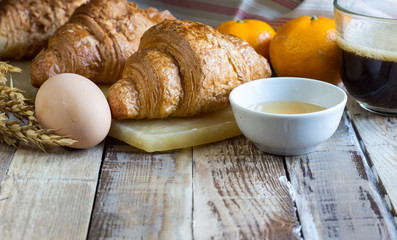 Continental breakfast with croissants
