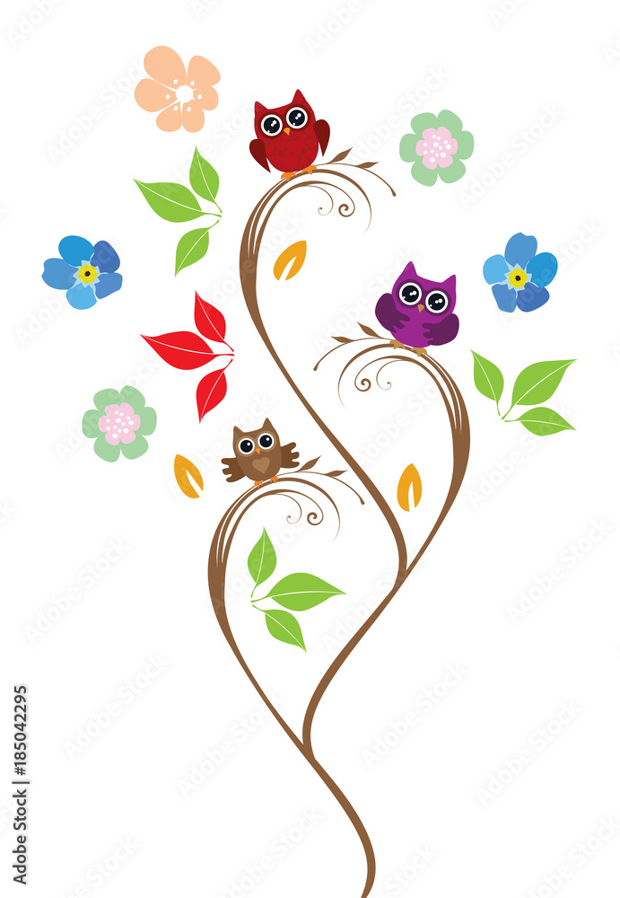 Poster vector owl tree