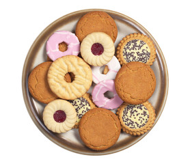 Different cookies in a plate