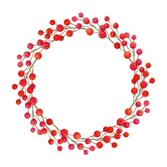 Watercolor illustration of Christmas wreath