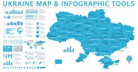 Naklejka premium Mapa Ukrainy - informacje grafiki wektorowej
