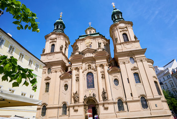 Fototapeta na wymiar Church of St. Ignatius at Karlovo namestí, Charles square. Prague, Czech Republic, Europe
