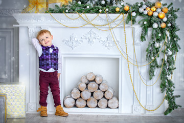 Fototapeta premium poses near fireplace