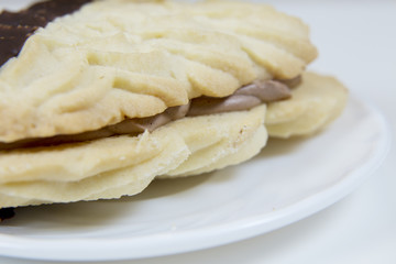 double biscuit with chocolate