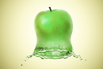 Apple with water splash
