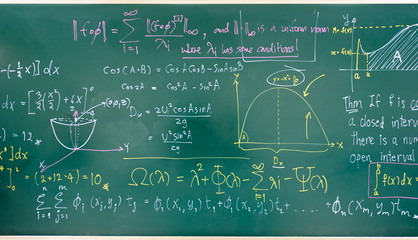 math formulas on a blackboard