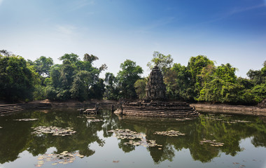 The ruins of Neak Pean(12th Century) - religious architecture landmarks buildings complex near Siem Reap, Cambodia