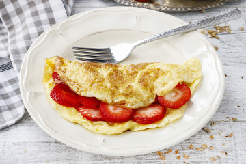 Strawberry omelette dish