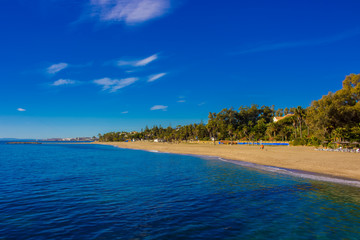 Beach. The best views of the beach in Marbella. Malaga province, Costa del Sol, Andalusia, Spain. Picture taken – 14 december 2017.
