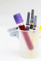 Test tube and syringes