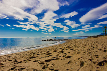 Obraz premium Beach. The best views of the beach in Marbella. Malaga province, Costa del Sol, Andalusia, Spain. Picture taken – 14 december 2017.
