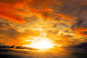 Fototapeta na wymiar Clouds and Sunset with sun rays