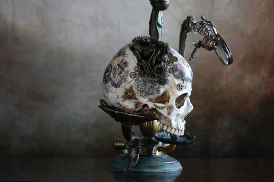 Steampunk teschio tatoo