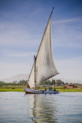 Classic boat on a Nile river