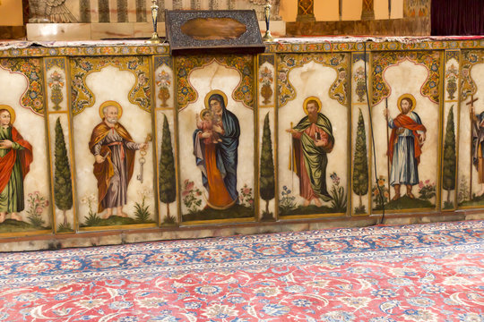 VAGHARSHAPAT, ARMENIA - SEPTEMBER 17, 2017: The interior of the Etchmiadzin Cathedral .