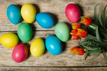 Easter eggs in different colors