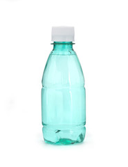 Plastic water bottle on a white background