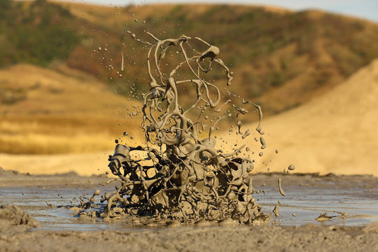 Beautiful eruption of mud volcanoes