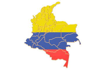Map of Colombia, 3D rendering