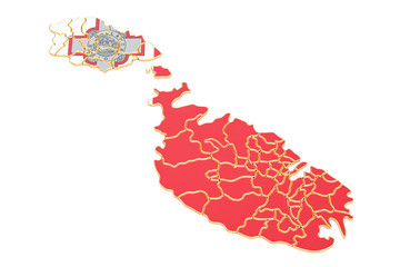 Map of Malta, 3D rendering