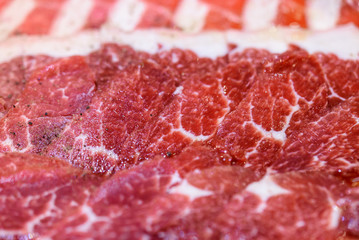close up meat sliced