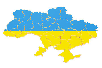 Map of Ukraine, 3D rendering